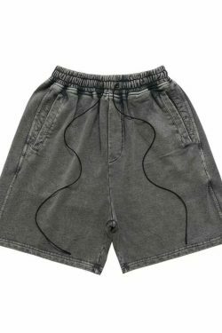 Y2K Acid Wash Jogger Shorts: Coquette Aesthetic Grunge Style Cargo Skirt Fashion