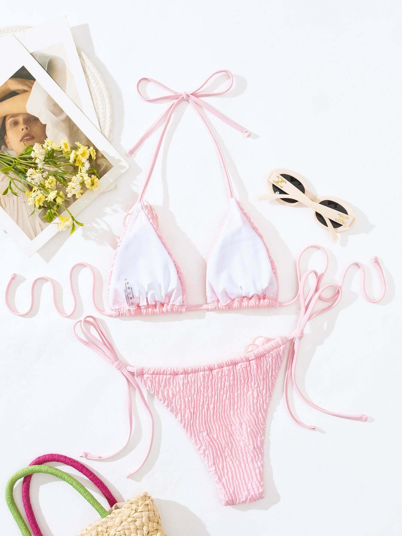 Y2K Aesthetic 3D Flower Two Piece Bikini for Niche Women Fashion