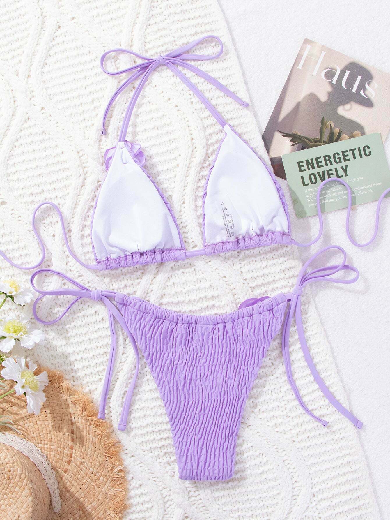 Y2K Aesthetic 3D Flower Two Piece Bikini for Niche Women Fashion