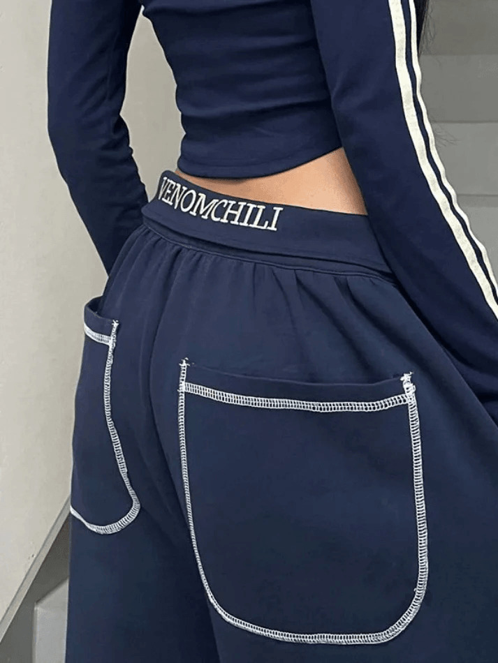 Y2K Aesthetic Alphabet Waist Sweatpants - Coquette & Grunge Style Cargo Skirt