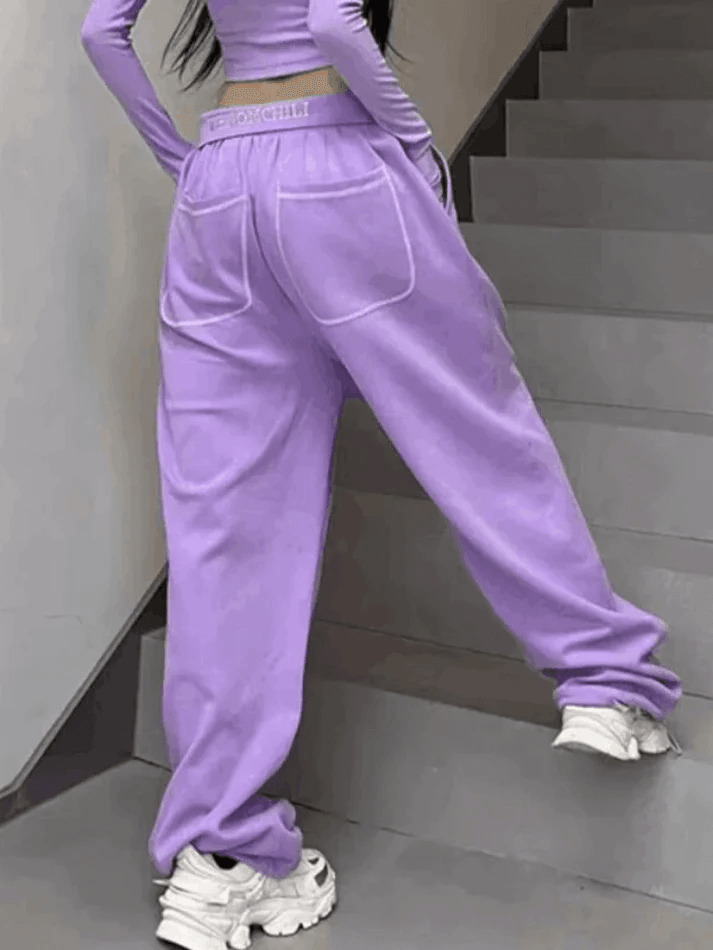 Y2K Aesthetic Alphabet Waist Sweatpants - Coquette & Grunge Style Cargo Skirt