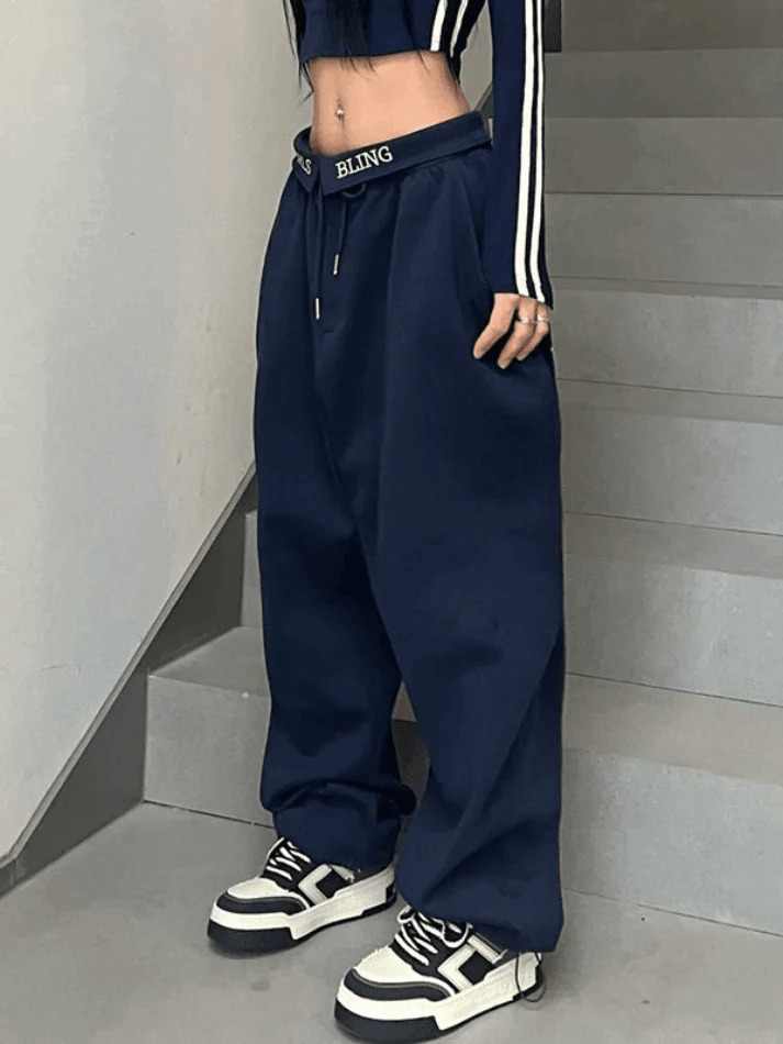 Y2K Aesthetic Alphabet Waist Sweatpants - Coquette & Grunge Style Cargo Skirt