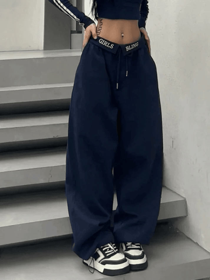 Y2K Aesthetic Alphabet Waist Sweatpants - Coquette & Grunge Style Cargo Skirt