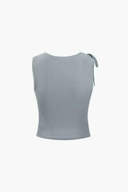 Y2K Aesthetic Asymmetric Tie Tank - Coquette Grunge with Pastel Goth Vibes