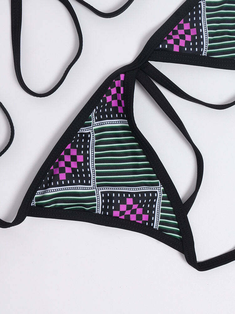 Y2K Aesthetic Backless Halter Buttoning Swimsuit - Coquette Style, Gr
