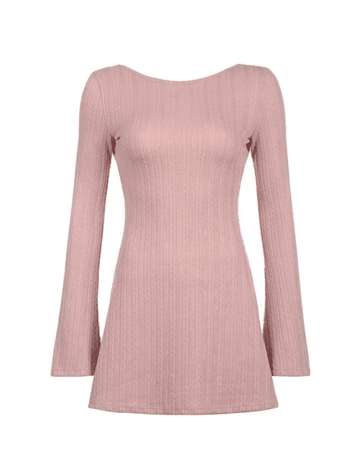Y2K Aesthetic Backless Knitted Mini Dress for Women - Coquette & Grunge Style Fashion