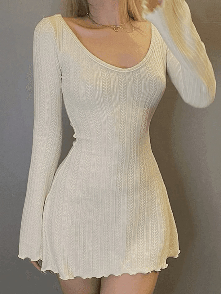 Y2K Aesthetic Backless Knitted Mini Dress for Women - Coquette & Grunge Style Fashion