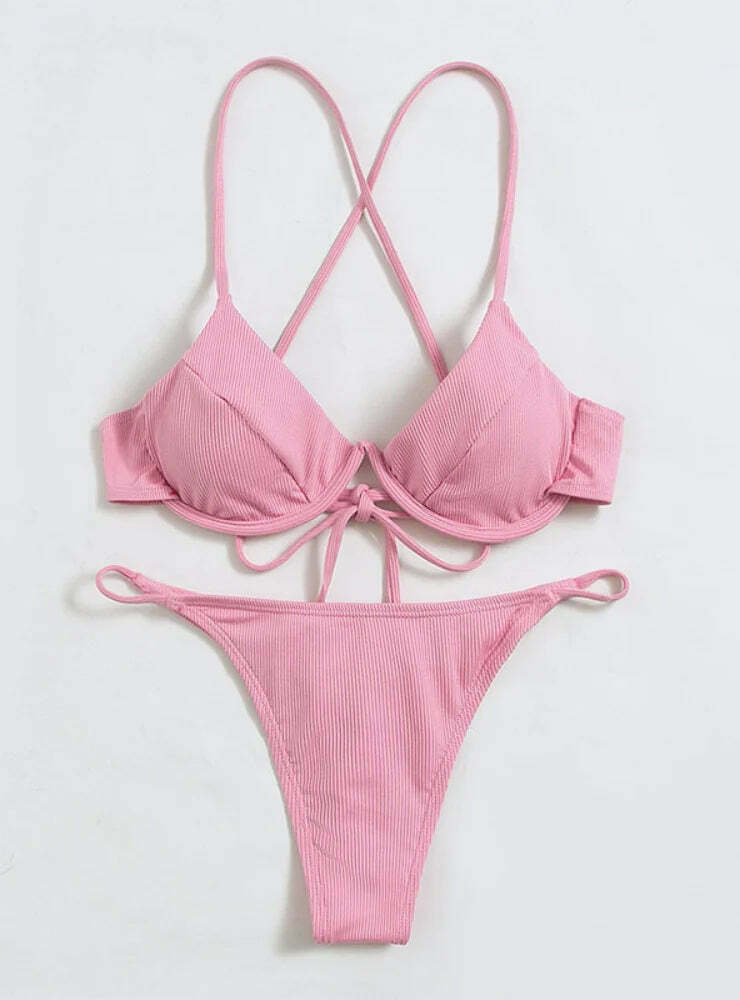 Y2K Aesthetic Backless Split Swimsuit - Coquette Style for Women