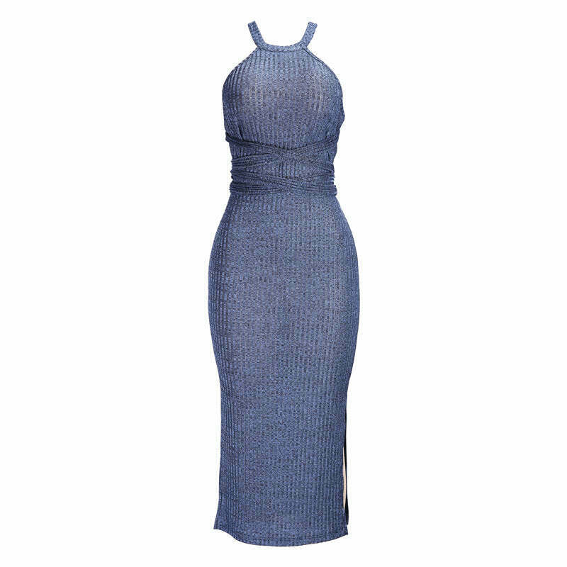 Y2K Aesthetic Backless Strapless Maxi Dress for Women - Coquette Style Grunge Fashion