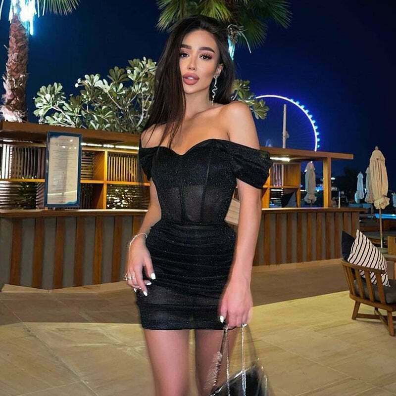 Y2K Aesthetic Backless Tube Top & Wrinkled Tight Hip Dress