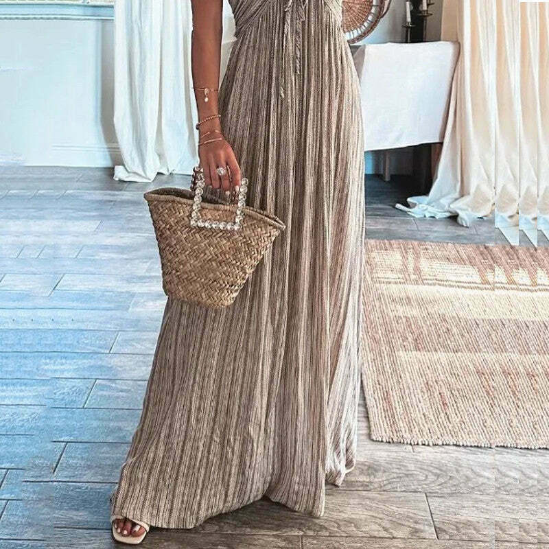Y2K Aesthetic Backless U Neck Strap Long Dress for Women - Coquette & Grunge Style Fashion