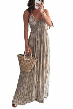 Y2K Aesthetic Backless U Neck Strap Long Dress for Women - Coquette & Grunge Style Fashion