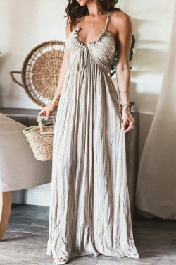 Y2K Aesthetic Backless U Neck Strap Long Dress for Women - Coquette & Grunge Style Fashion