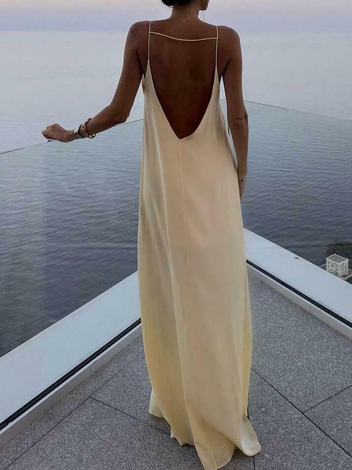 Y2K Aesthetic Backless Vacation Long Dress - Coquette Grunge Outfit with Pastel Goth Vibes