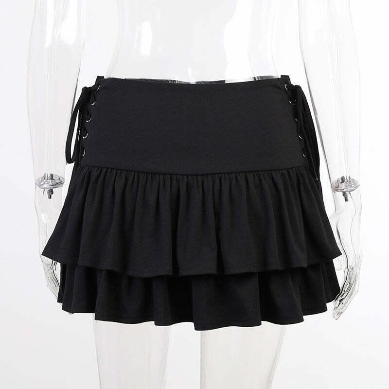 Y2K Aesthetic Bandage Mini Skirt - Coquette Style Grunge Fashion - Cute Pastel Goth Outfit