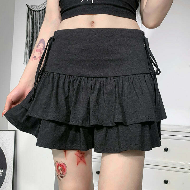 Y2K Aesthetic Bandage Mini Skirt - Coquette Style Grunge Fashion - Cute Pastel Goth Outfit