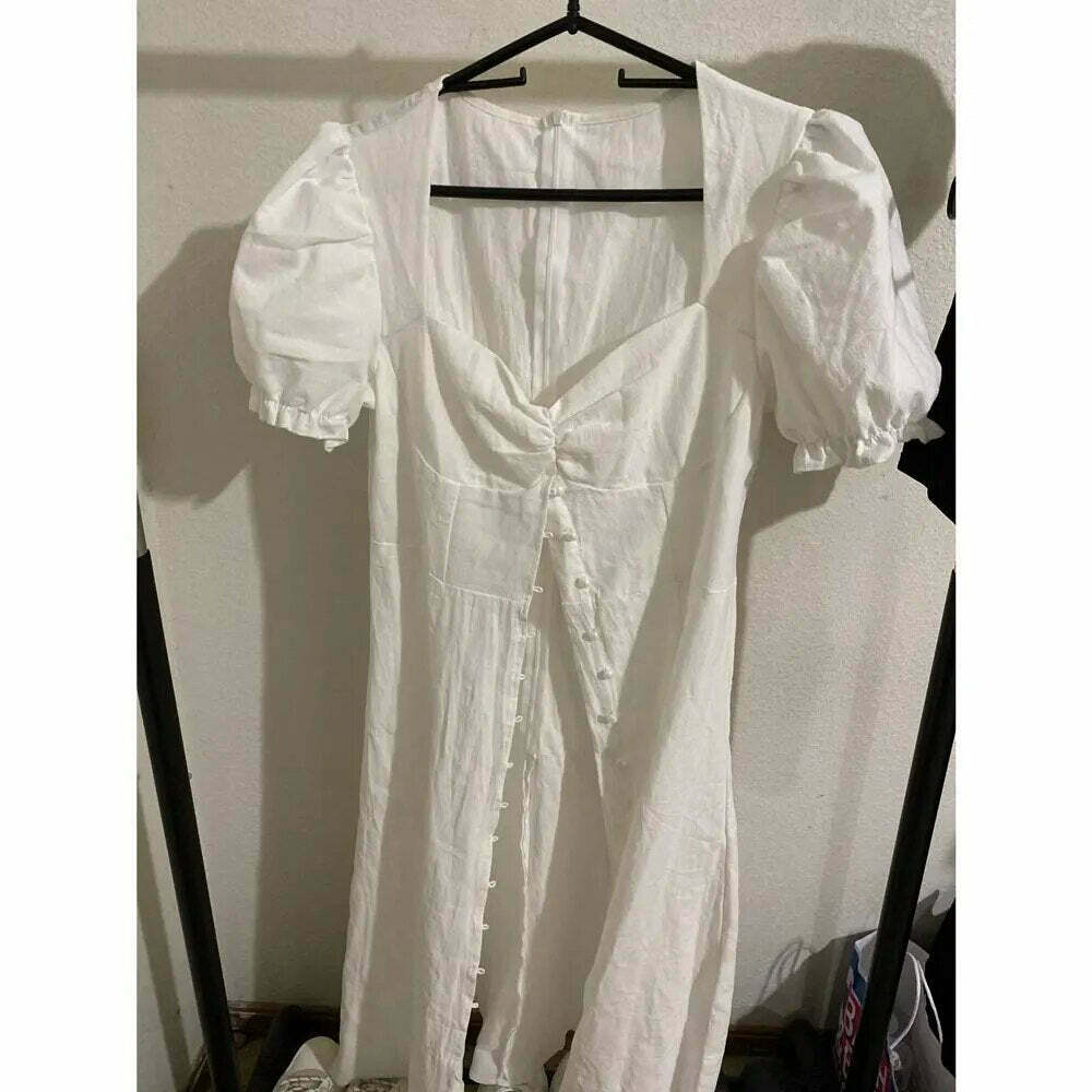 Y2K Aesthetic Bells Button Down Split Dress for Women - Coquette & Grunge Style Fashion