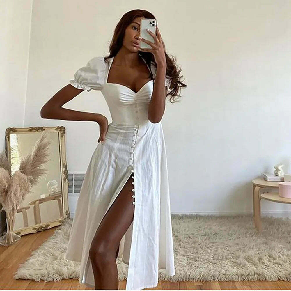 Y2K Aesthetic Bells Button Down Split Dress for Women - Coquette & Grunge Style Fashion