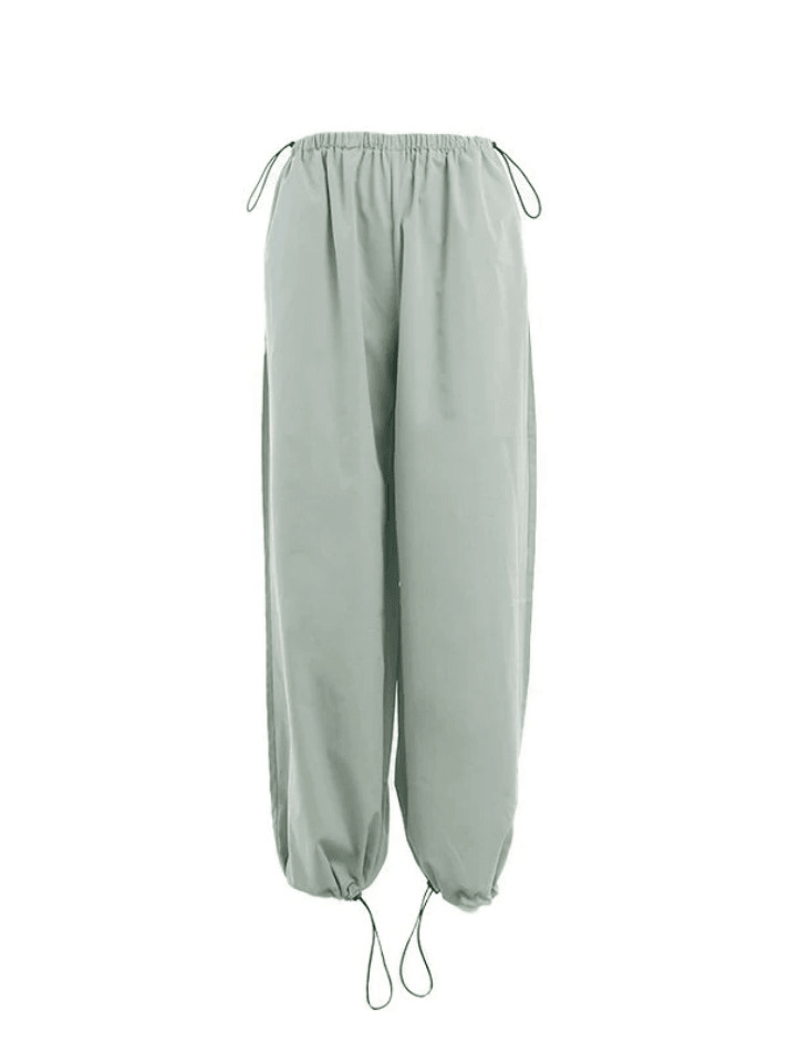 Y2K Aesthetic Belted Parachute Cargo Pants for Women - Coquette Style with Grunge Influence