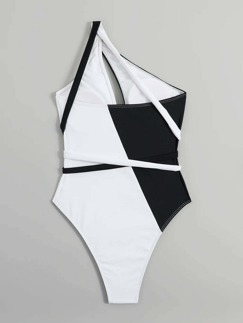 Y2K Aesthetic Black & White Tie-Up One Piece Bikini