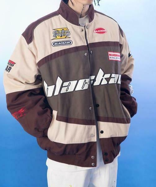 Y2K Aesthetic Black AIR Racing Jacket for Niche Women Fashion