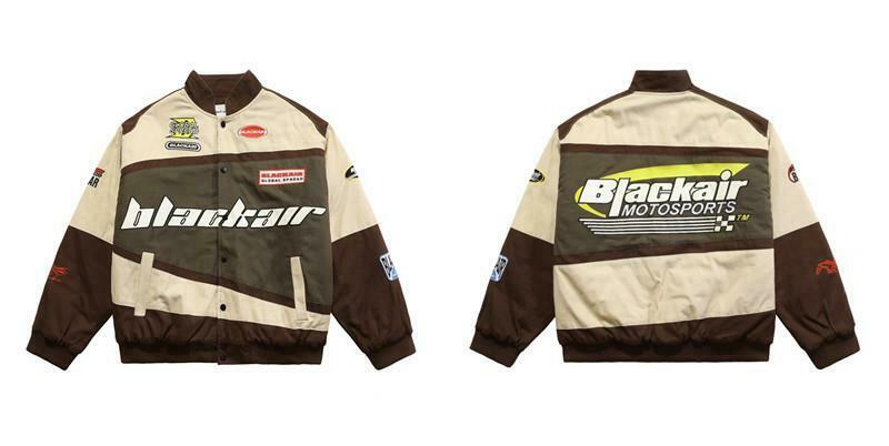 Y2K Aesthetic Black AIR Racing Jacket for Niche Women Fashion