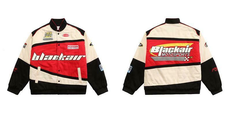 Y2K Aesthetic Black AIR Racing Jacket for Niche Women Fashion