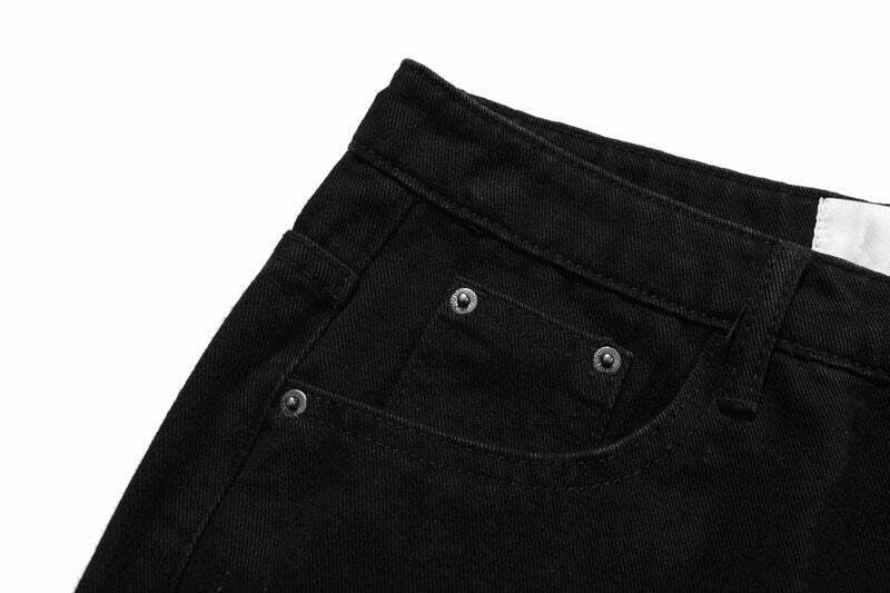 Y2K Aesthetic Black Air Skull and Star Applique Jeans - Coquette Grunge Fashion for Women