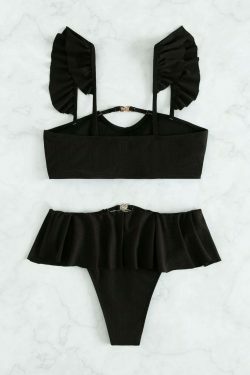 Y2K Aesthetic Black Beach Bikini - Coquette Style for Women - Grunge Fashion Swimwear