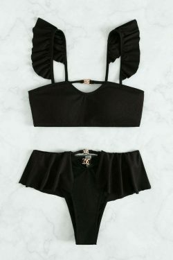 Y2K Aesthetic Black Beach Bikini - Coquette Style for Women - Grunge Fashion Swimwear