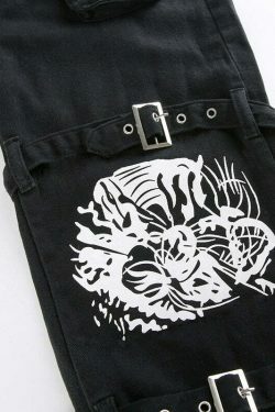 Y2K Aesthetic Black Buckle Cargo Pants - Grunge Style Women's Fashion