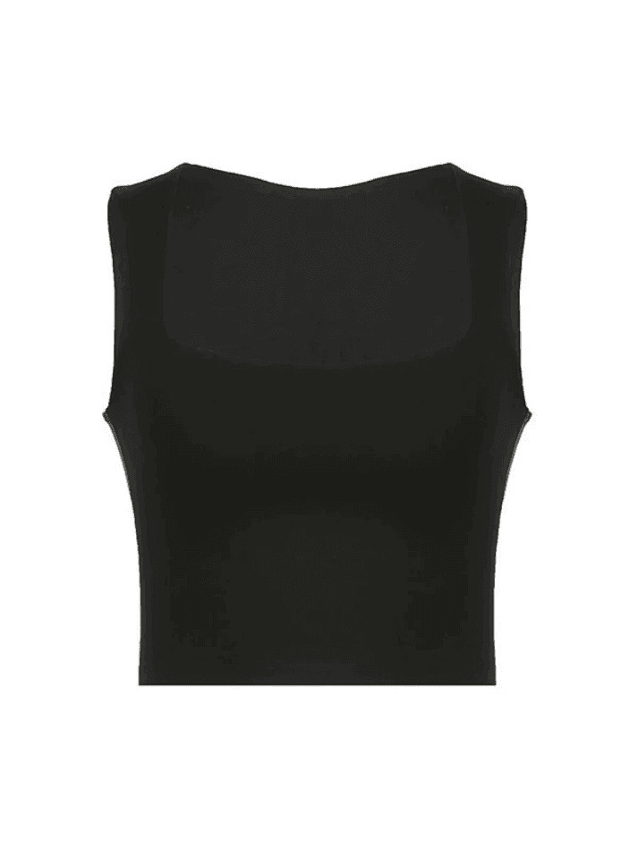Y2K Aesthetic Black Cropped Tank Top for Women - Coquette Style Grunge Fashion