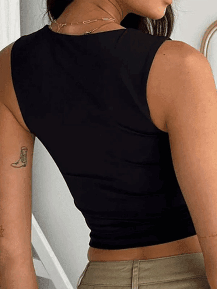 Y2K Aesthetic Black Cropped Tank Top for Women - Coquette Style Grunge Fashion