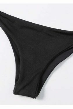 Y2K Aesthetic Black Cut Out Bandeau Bikini - Retro Style Swimwear for Women