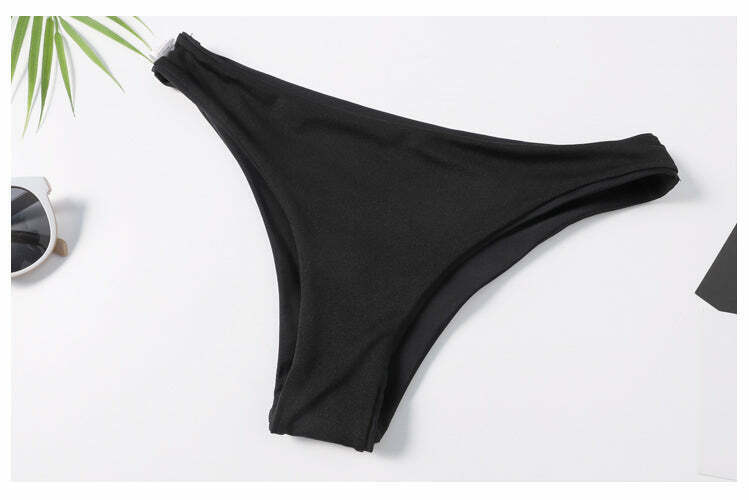 Y2K Aesthetic Black Cut Out Bandeau Bikini - Retro Style Swimwear for Women