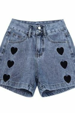 Y2K Aesthetic Black Hearts Shorts - Coquette & Grunge Style Women's Fashion
