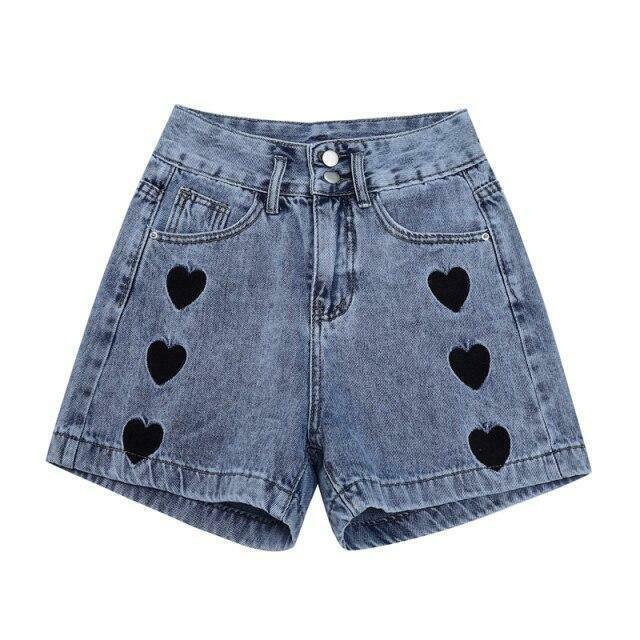 Y2K Aesthetic Black Hearts Shorts - Coquette & Grunge Style Women's Fashion