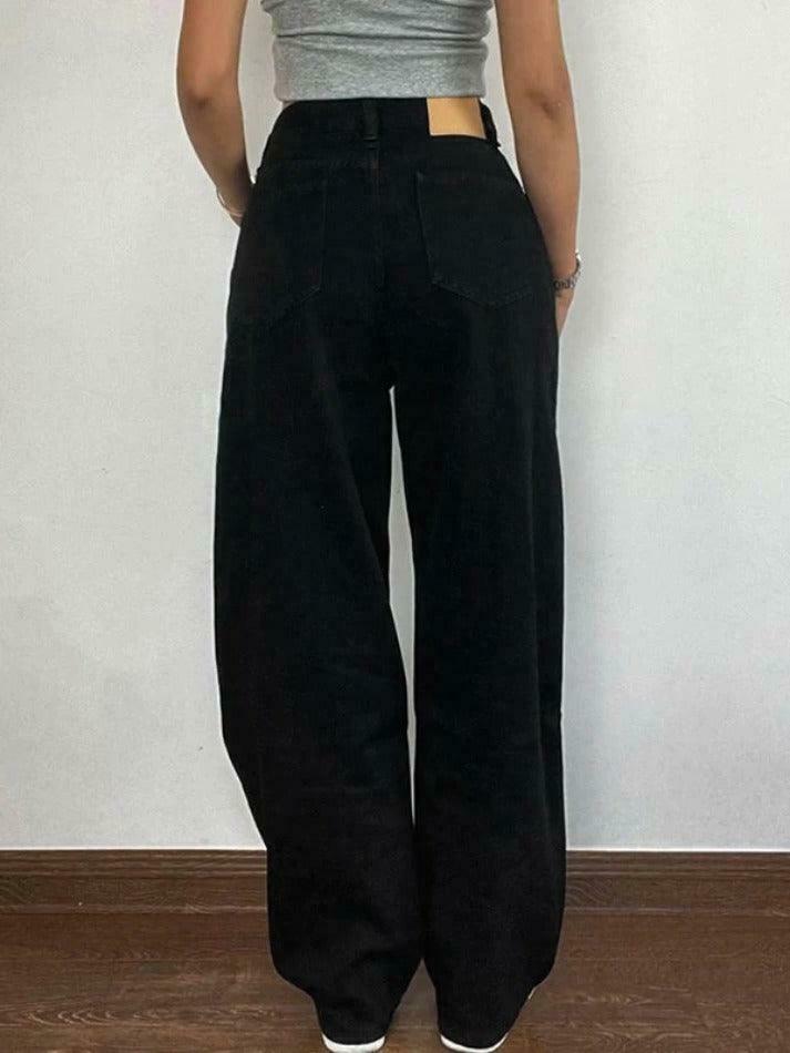 Y2K Aesthetic Black High Rise Boyfriend Jeans - Coquette Style Grunge Fashion for Women