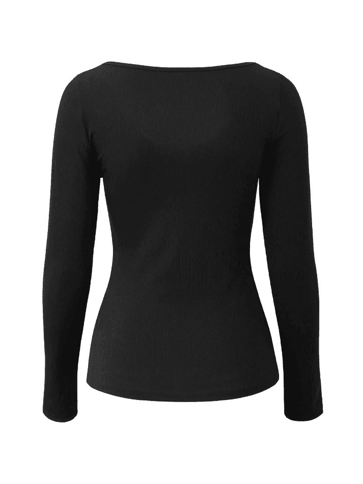 Y2K Aesthetic Black Lace Trim Long Sleeve Knit Top - Coquette & Grunge Style Women's Fashion