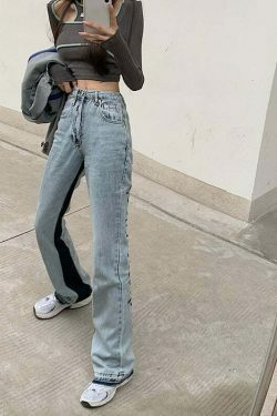 Y2K Aesthetic Blue Cargo Skirt - Coquette Style Grunge Outfit with Edgy Blue Jeans