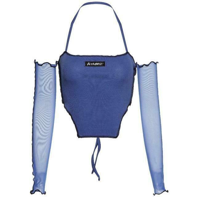 Y2K Aesthetic Blue Summer Crop Top - Coquette Style Grunge Fashion for Women