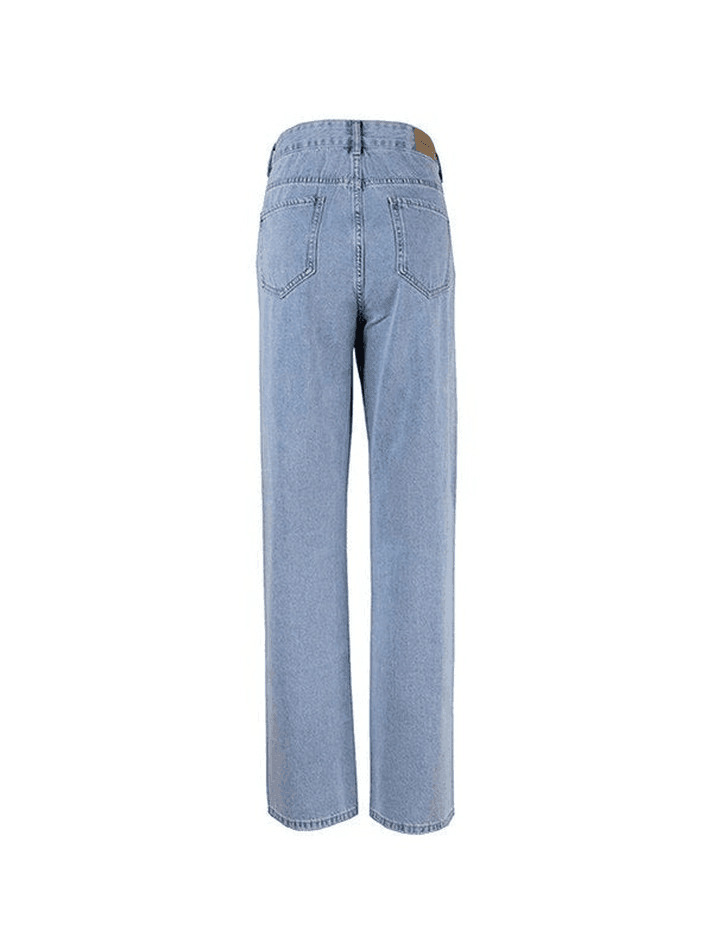 Y2K Aesthetic Blue Wash Straight Leg Ripped Jeans - Coquette Fashion with Grunge & Pastel Goth Vibes
