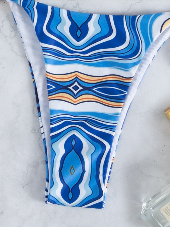 Y2K Aesthetic Blue Wave Cross Swimsuit - Coquette Grunge & Pastel Goth
