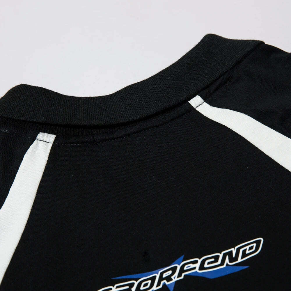 Y2K Aesthetic BOREFEND Sports Jersey with Collar - Vintage-inspired Grunge Style Women's Top