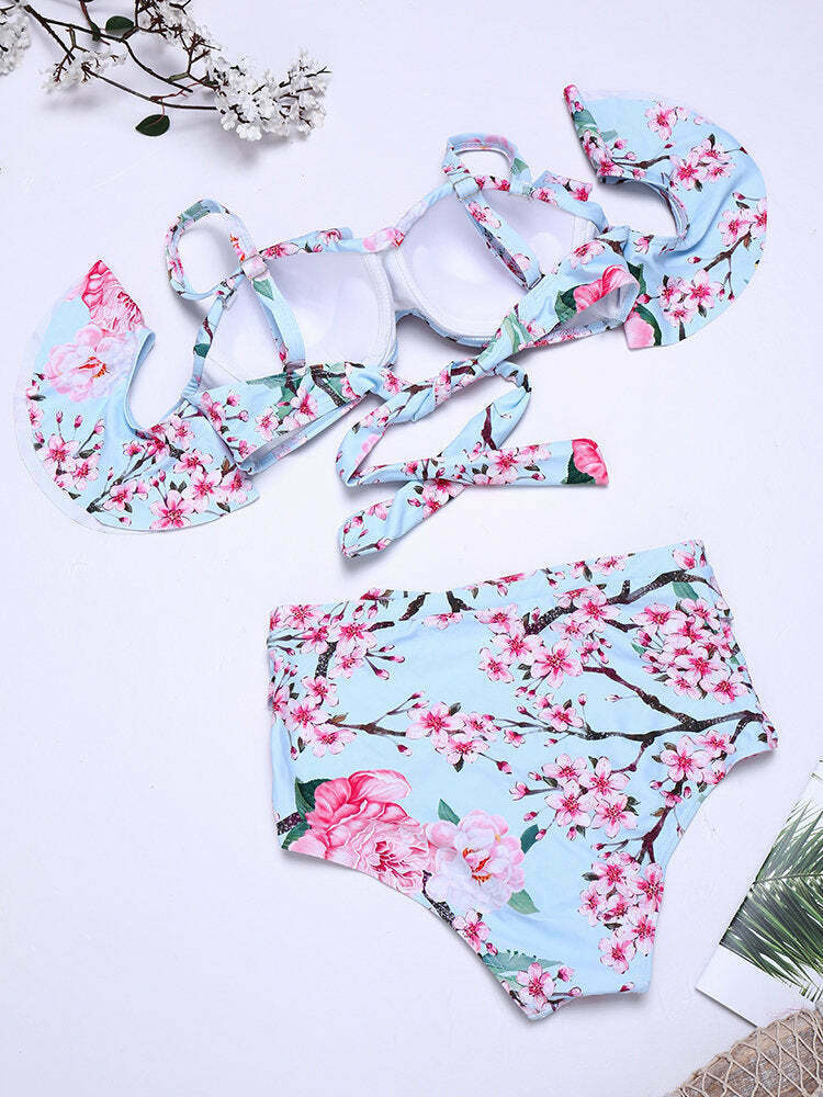 Y2K Aesthetic Bowknot Bikini Set - Coquette Style High Waist Swimwear