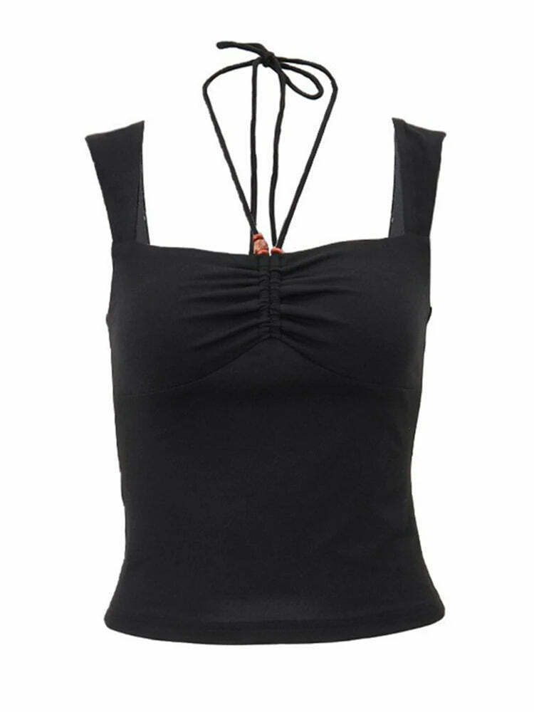 Y2K Aesthetic Brewed Up Halter Top - Coquette Style Grunge Fashion with Pastel Goth Touch
