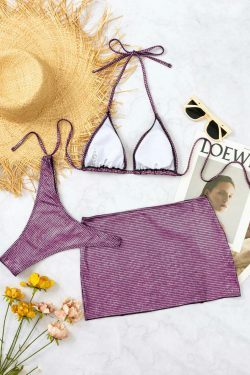 Y2K Aesthetic Bright Fabric Bikini - Sexy Solid Color for Women's Fashion