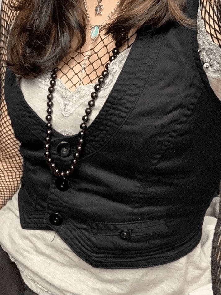 Y2K Aesthetic Button Front Corset Top - Coquette Grunge Fashion with Pastel Goth Touch