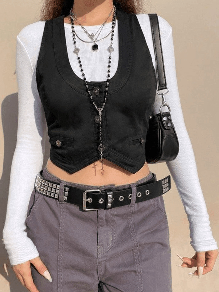 Y2K Aesthetic Button Front Corset Top - Coquette Grunge Fashion with Pastel Goth Touch
