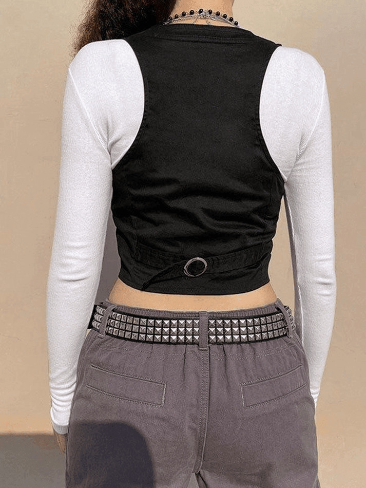 Y2K Aesthetic Button Front Corset Top - Coquette Grunge Fashion with Pastel Goth Touch